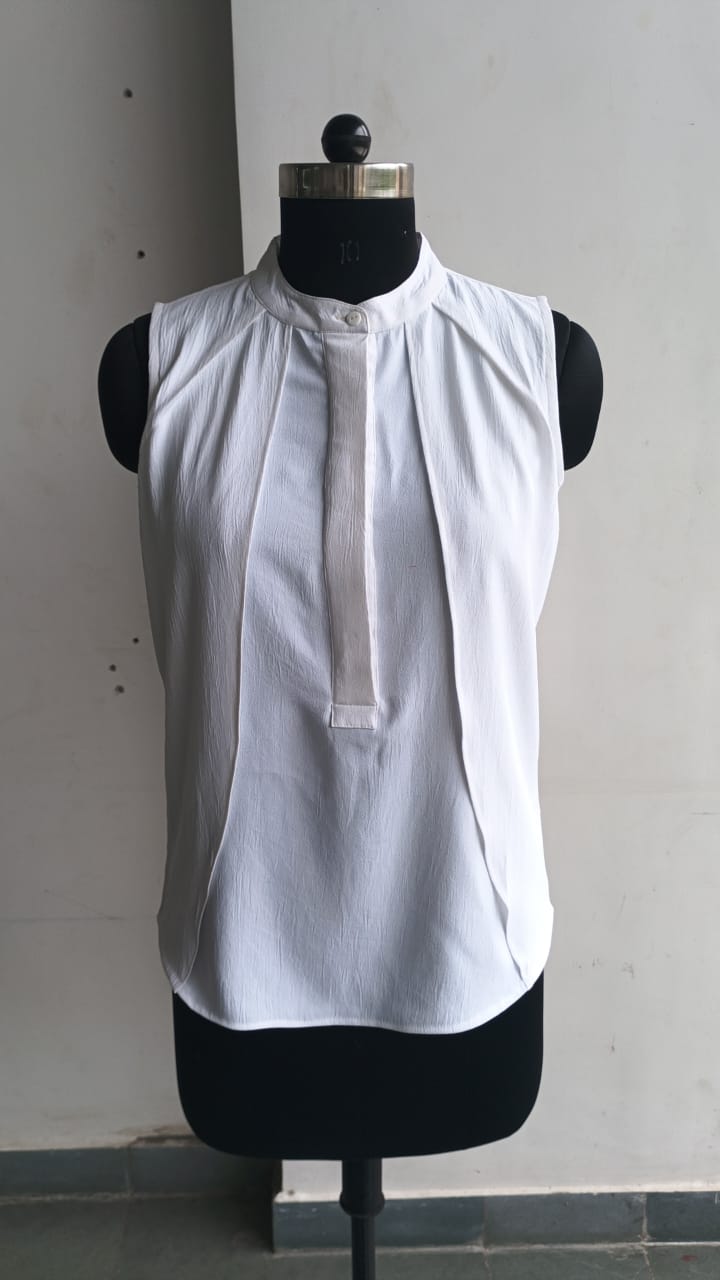 Formal Sleeveless Solid Women White Top