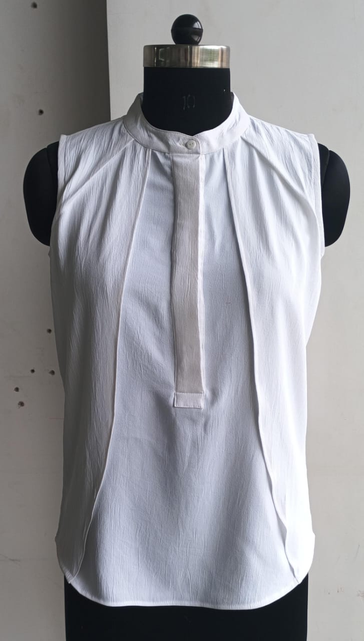 Formal Sleeveless Solid Women White Top