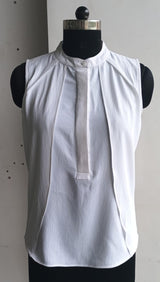 Formal Sleeveless Solid Women White Top