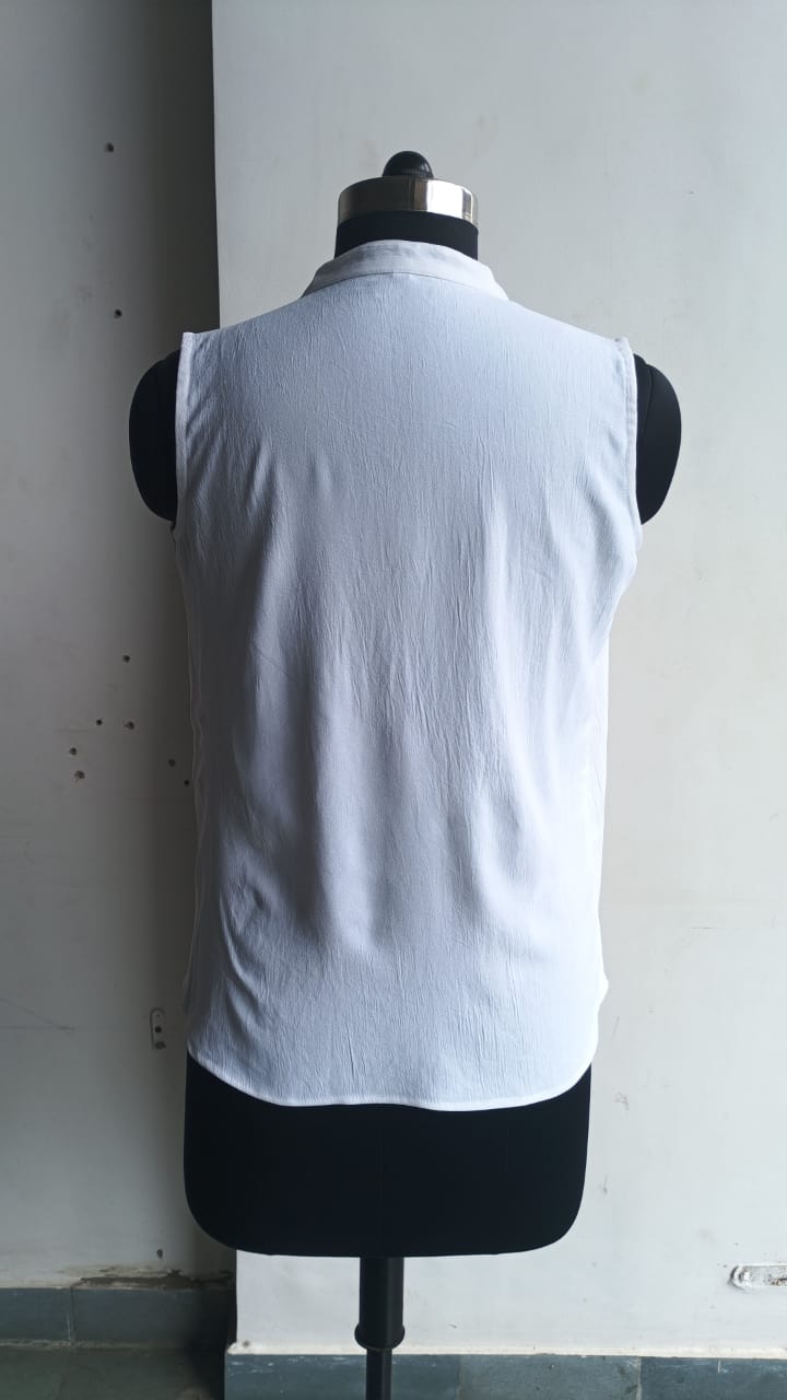 Formal Sleeveless Solid Women White Top
