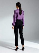 Formal Puff Sleeves Solid Women Purple Top