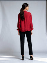 Women Relaxed Fit Fit Solid Mandarin Collar Formal Shirt