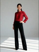 Women Relaxed Fit Fit Solid Mandarin Collar Formal Shirt