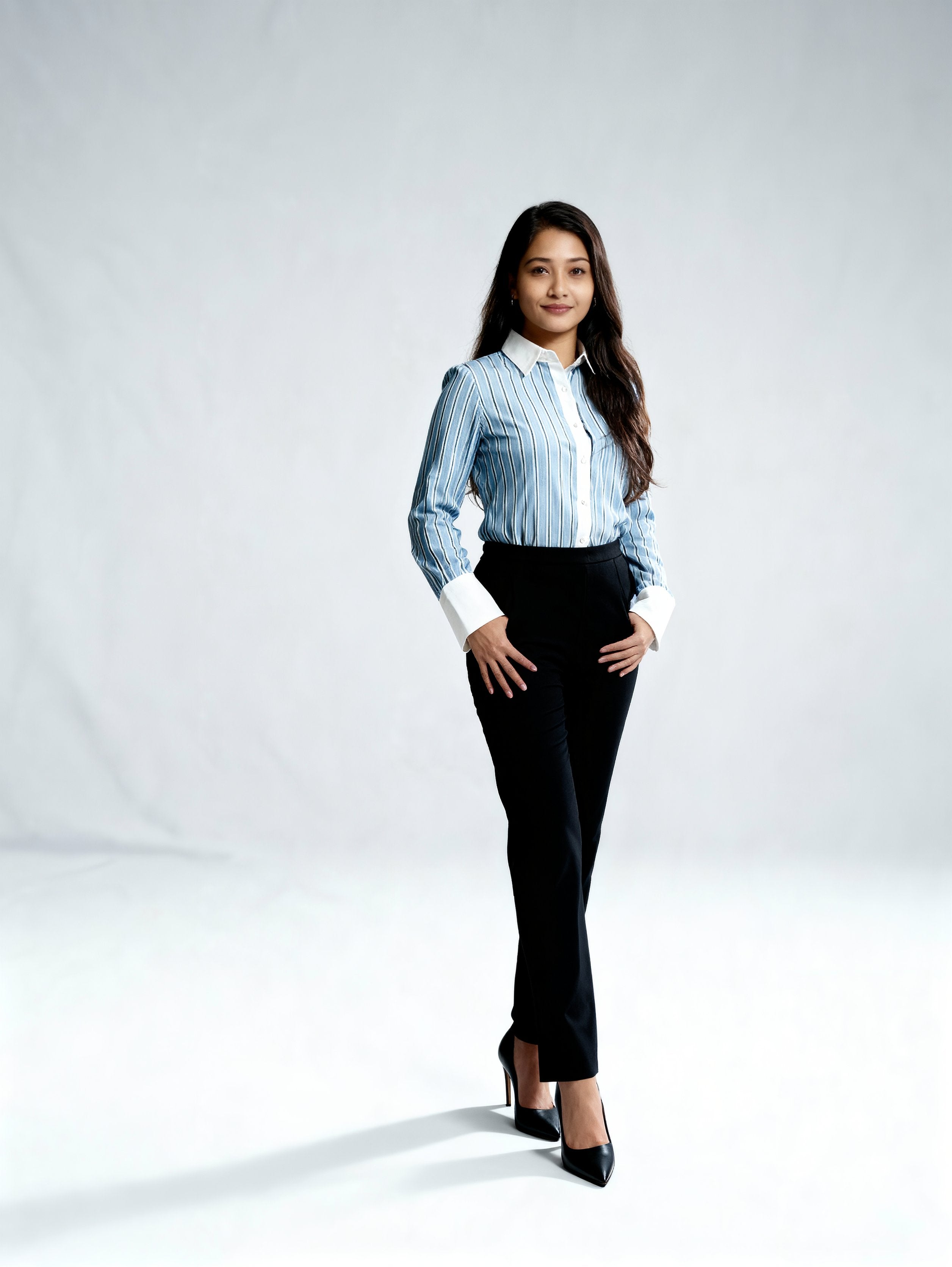 Powerpink Wx Women Relaxed Fit Fit Striped Button Down Collar Formal Shirt