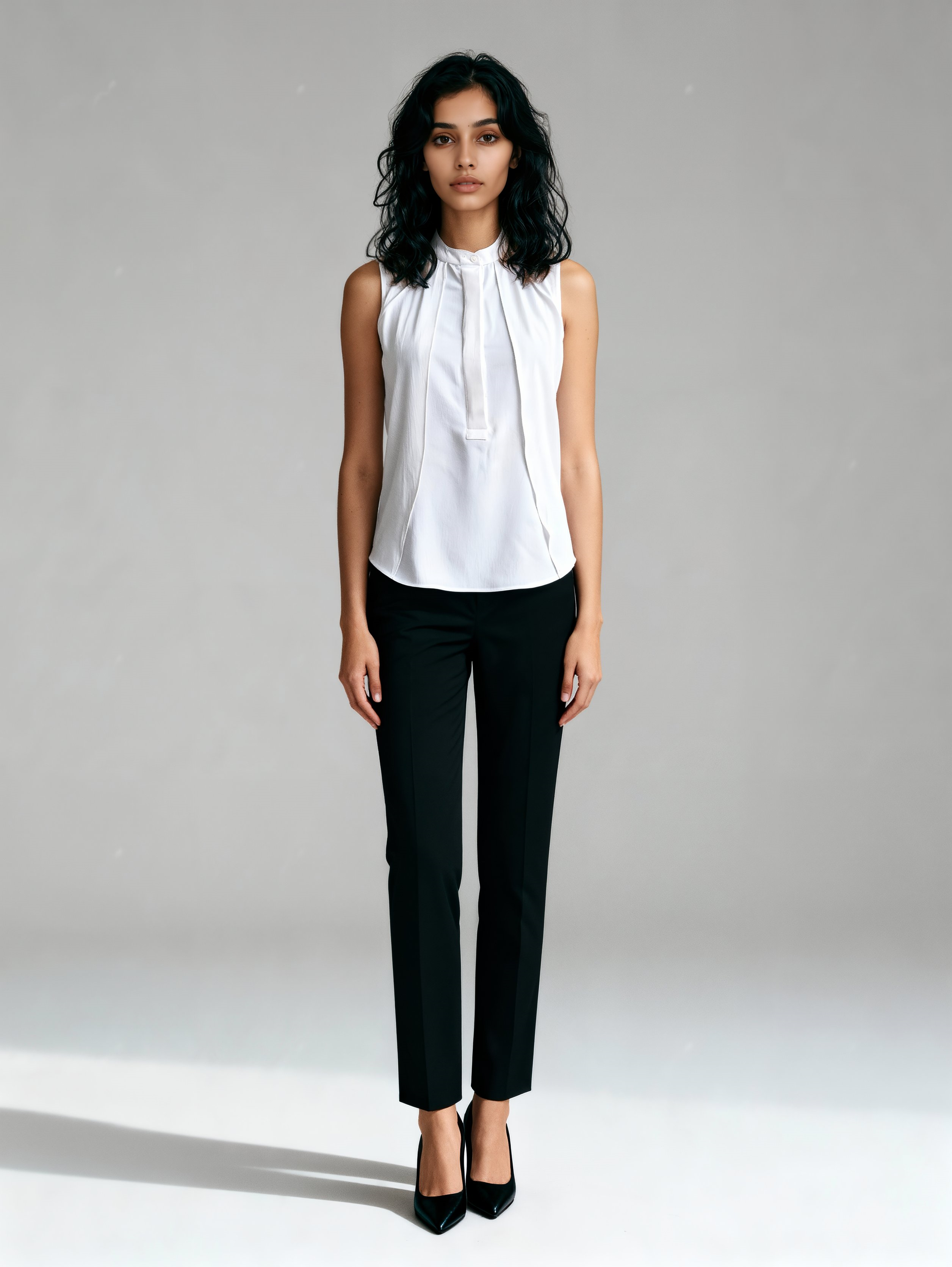 Formal Sleeveless Solid Women White Top
