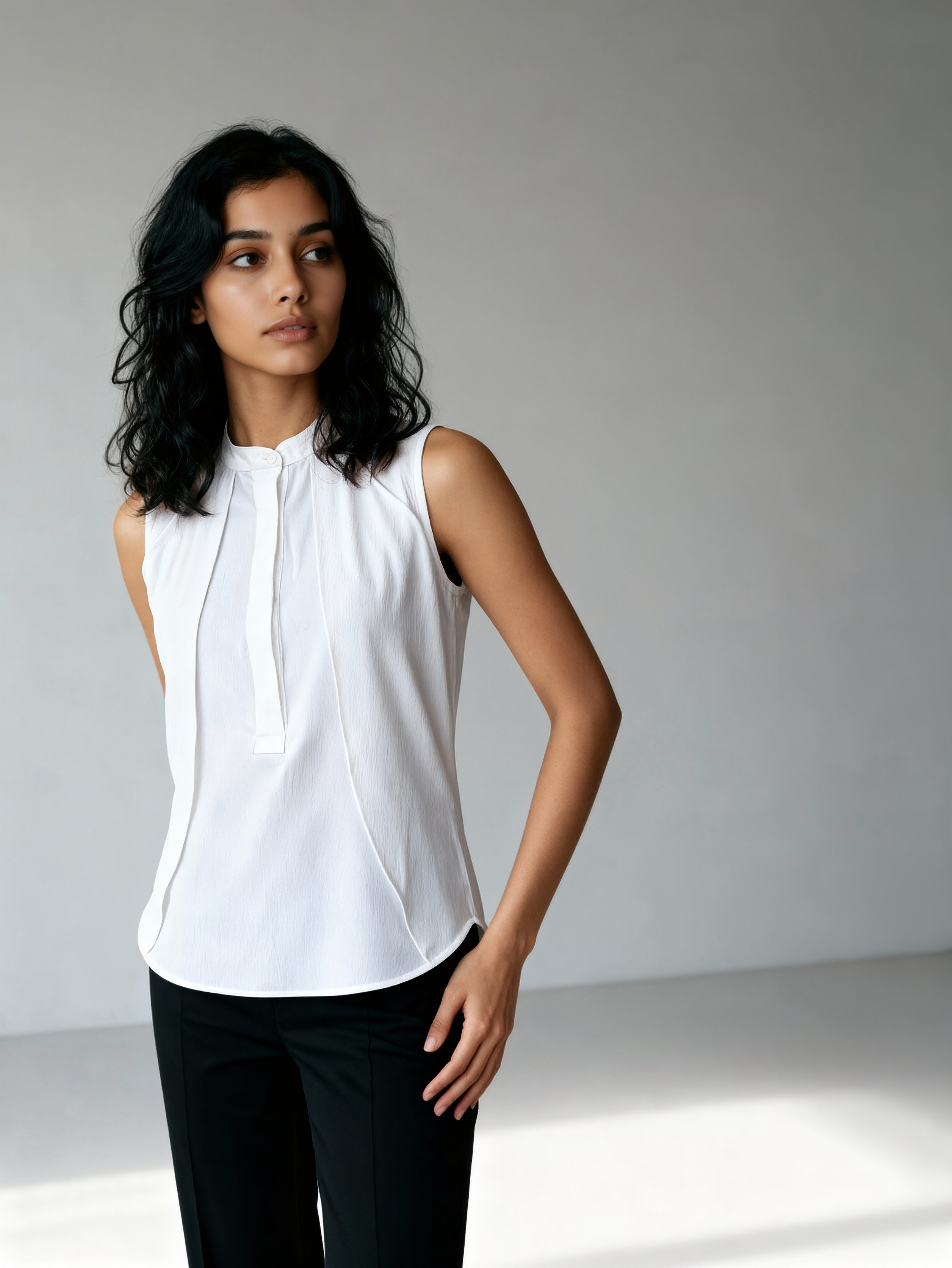 Formal Sleeveless Solid Women White Top