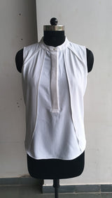 Formal Sleeveless Solid Women White Top