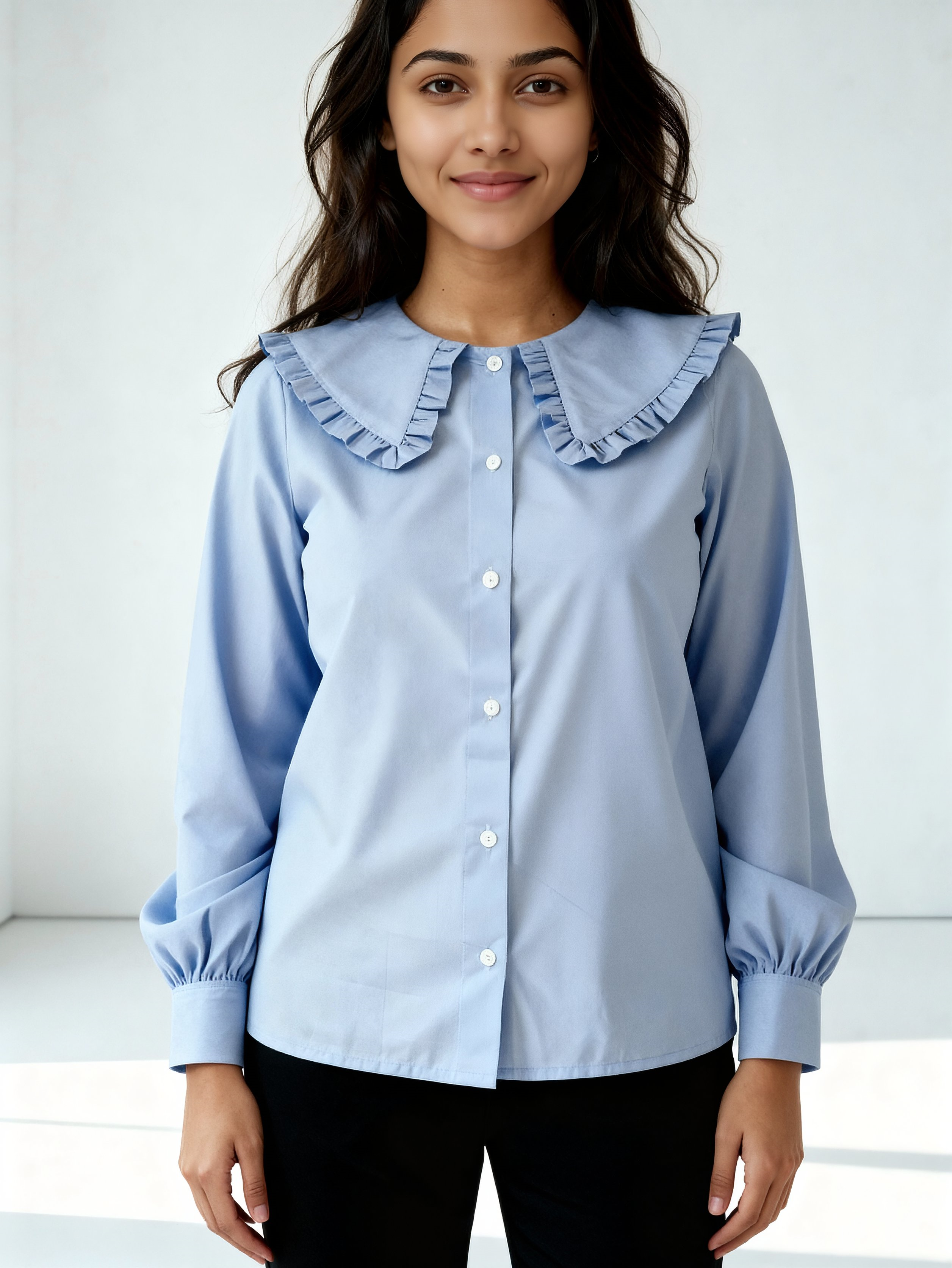 Powerpink Wx Frilled Collar Cotton Shirt